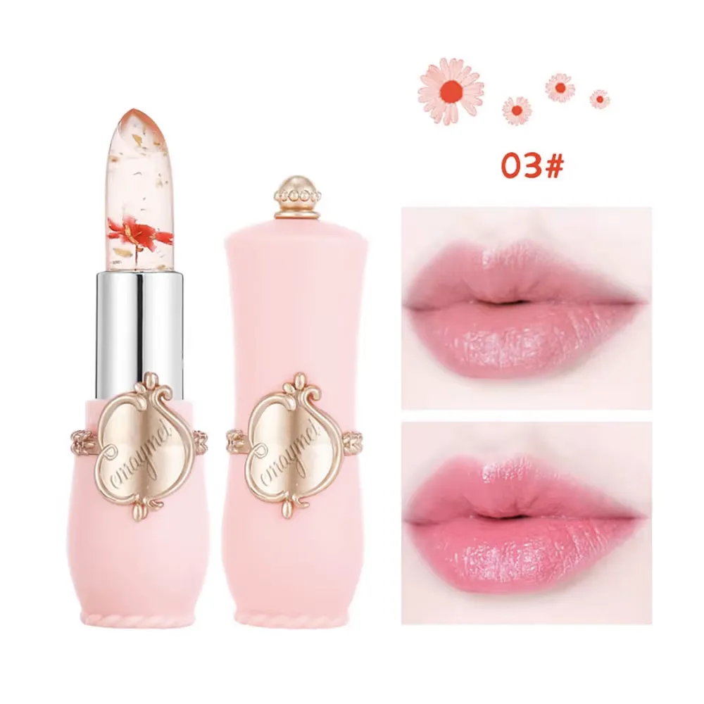 3 Pieces Flower Jelly Waterproof Moisturizing Nourishing Lip Balm