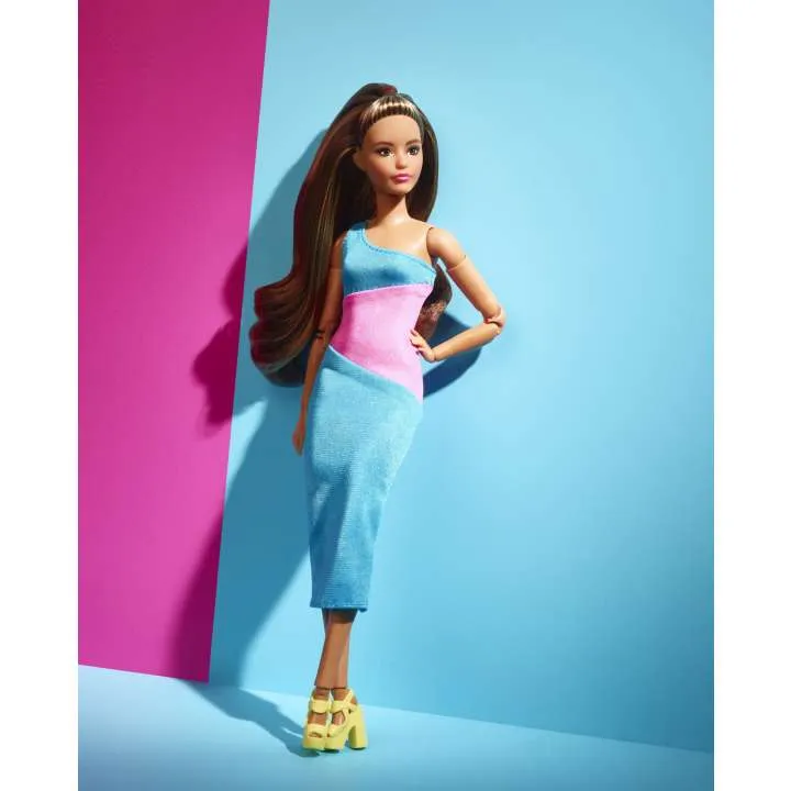 Barbie - Barbie Looks Doll - Brunette with Color Block Midi Dress