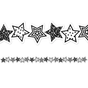 Black and White Stars Die-Cut Border Trim