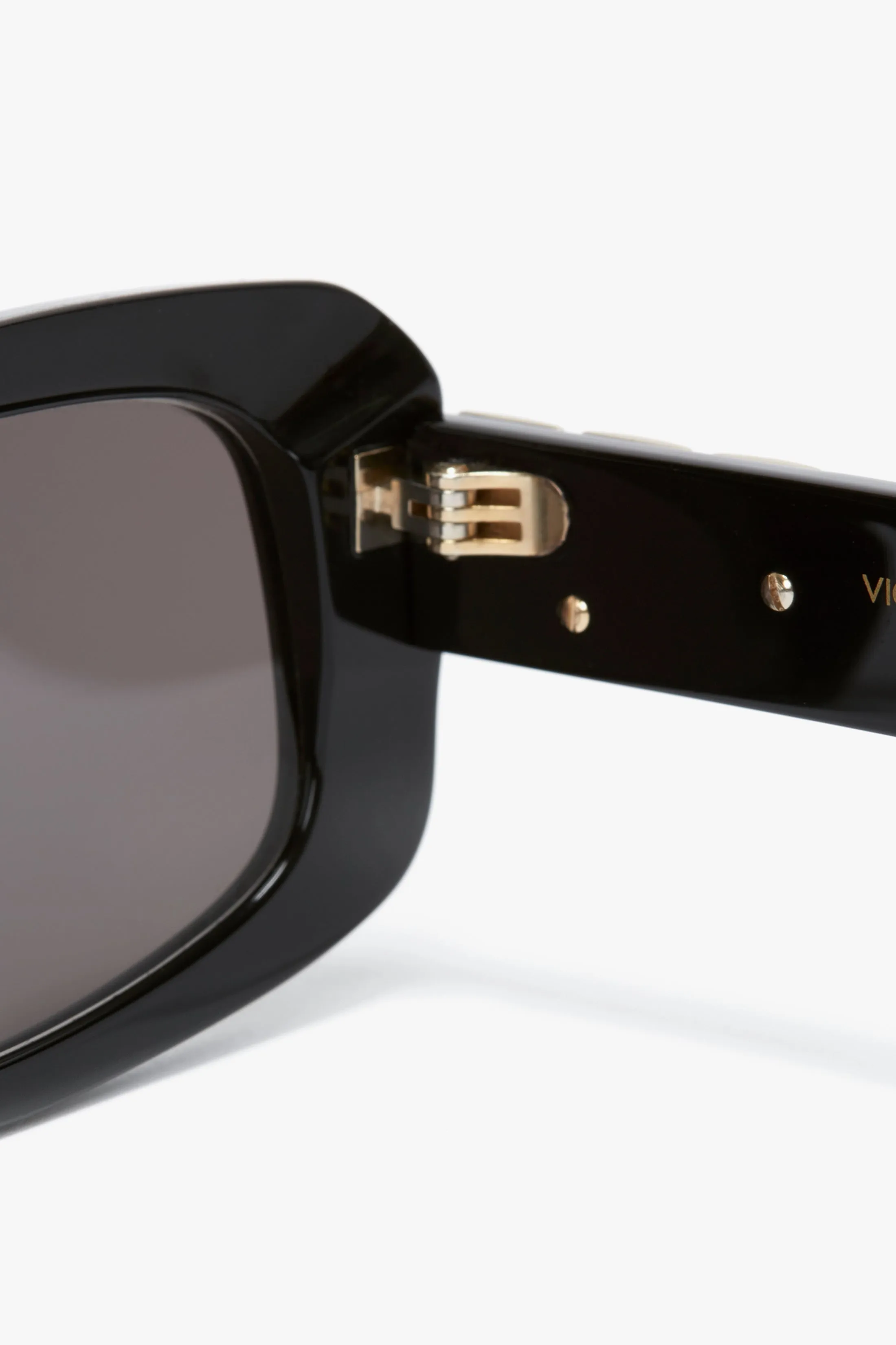 Chain Detail Rectangular Frame Sunglasses In Black