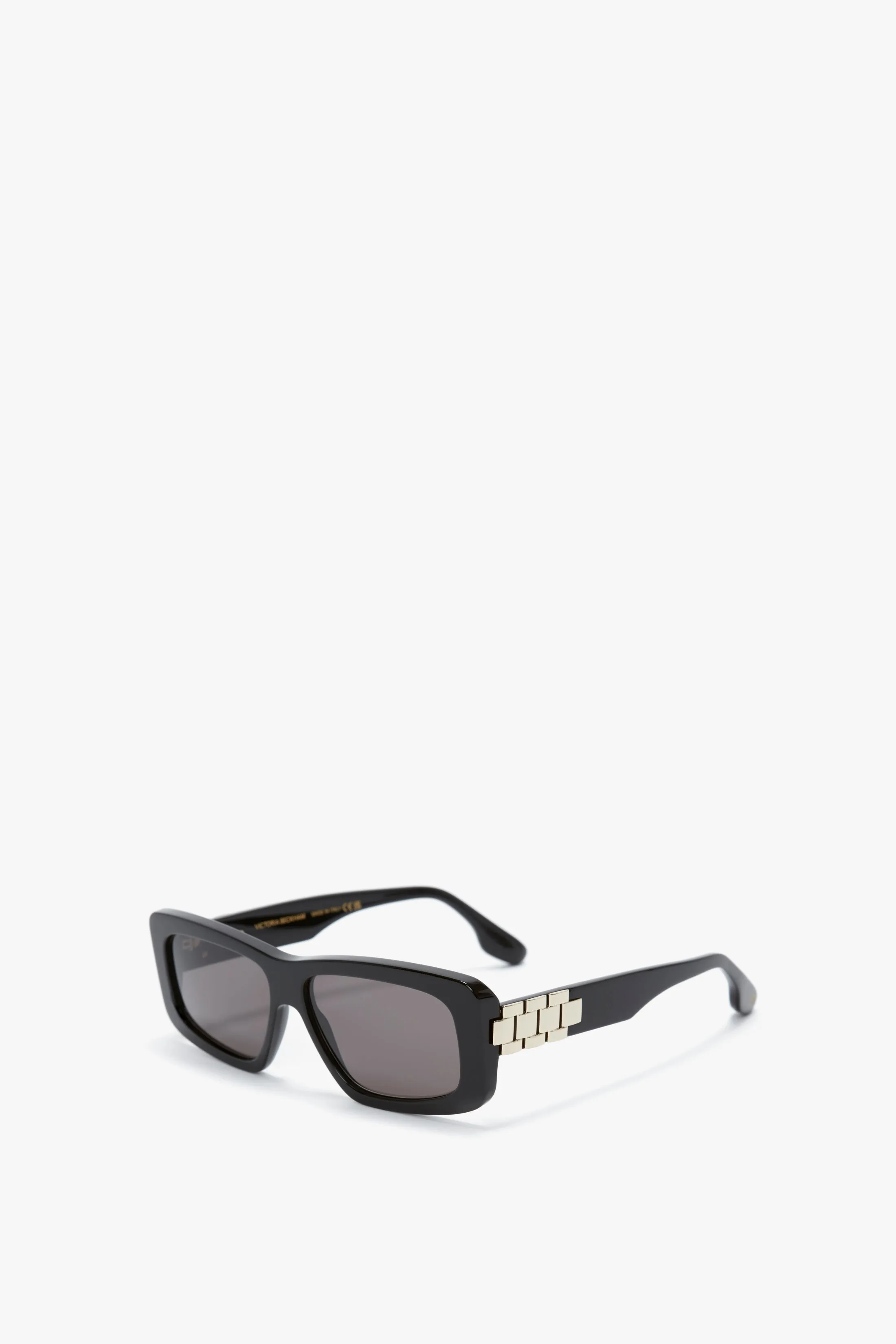 Chain Detail Rectangular Frame Sunglasses In Black