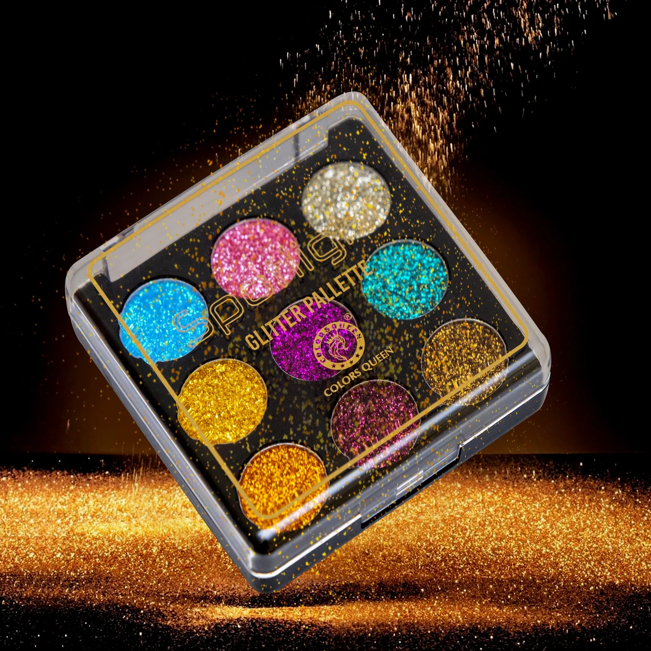 Colors Queen Glitter Eyeshadow Palette, 9 Glitter Eyeshades| Shimmery Finish, Blendable Eyeshadow, Finely Pressed & Pigmented Glitter Shades (15 Gram)