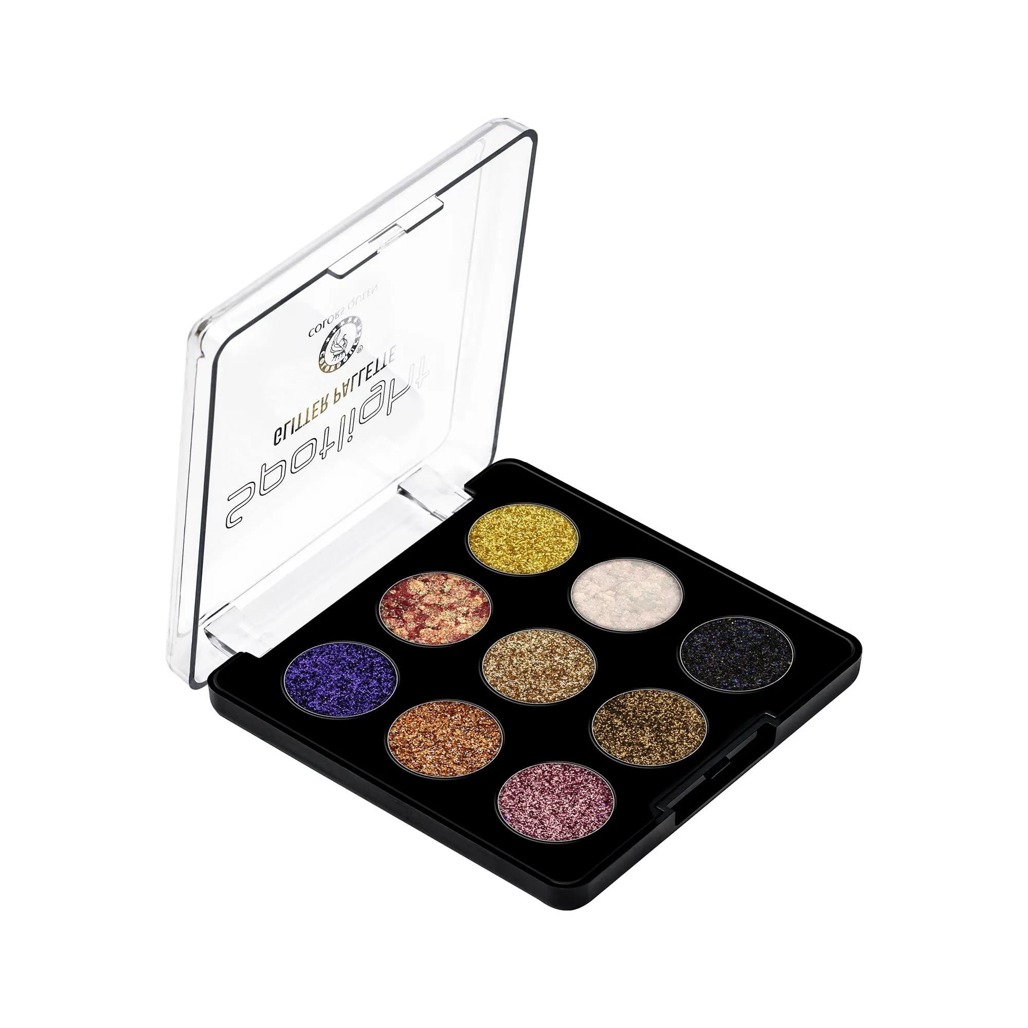 Colors Queen Glitter Eyeshadow Palette, 9 Glitter Eyeshades| Shimmery Finish, Blendable Eyeshadow, Finely Pressed & Pigmented Glitter Shades (15 Gram)