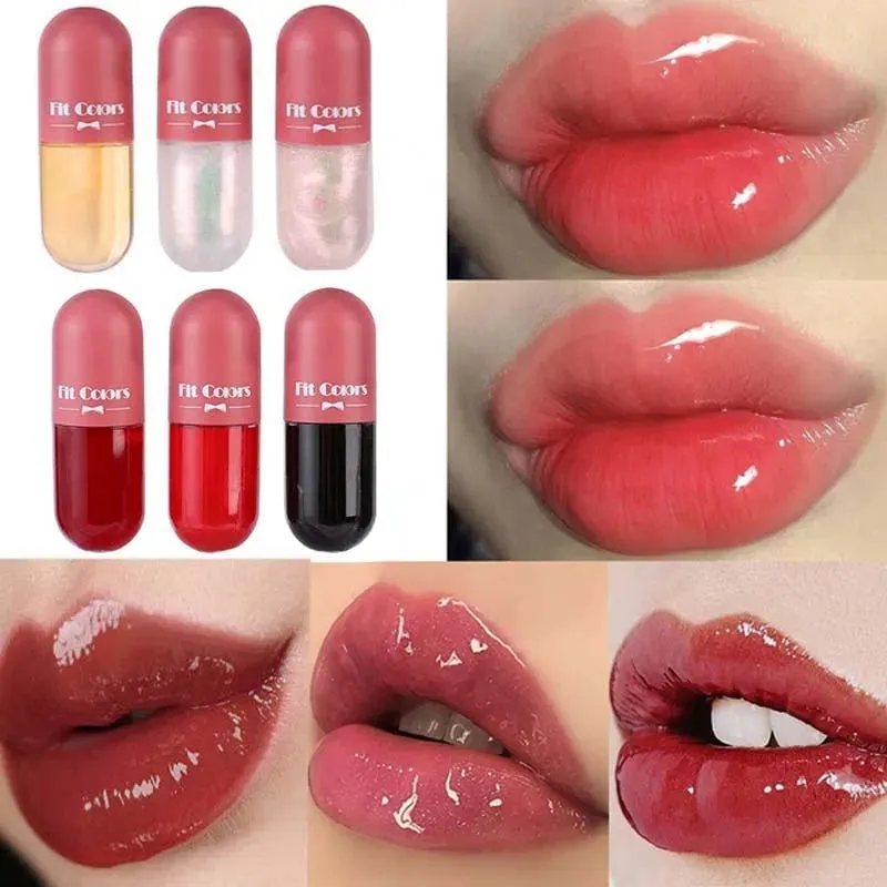 Crystal Jelly Lip Gloss Capsule Lip Plumper Oil Shiny Clear Lip Oil Moisturizing Women Lip Gloss Balm Makeup Lip Tint Cosmetics