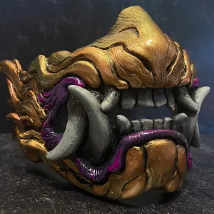 CUSTOM LISTING FOR KAREN K- SNARL MASK- PURPLE AND GOLD - READY TO WEAR