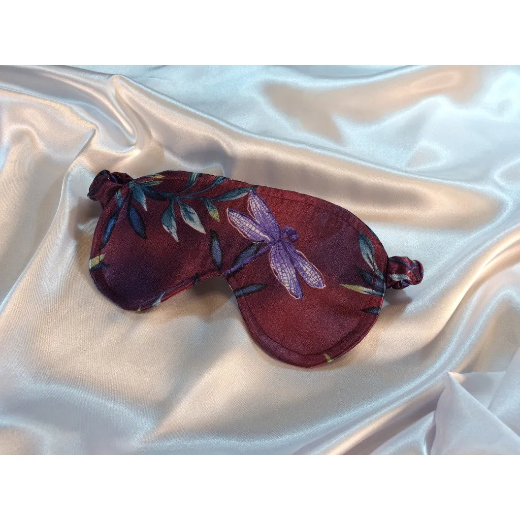 Dragonfly Satin Sleep Eye Mask. Symbolizes Change and Self Realization.