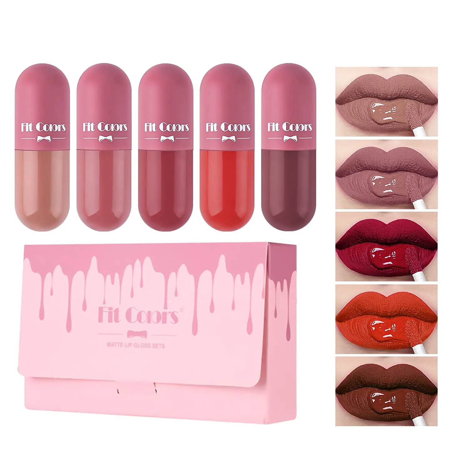 Fit Colors Matte Lip Gloss 5 Pcs Sets