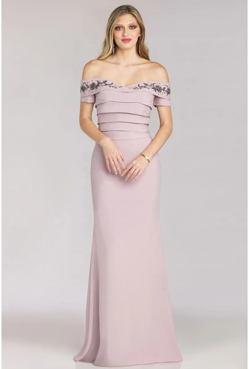 Gia Franco - 12916 - Off-The-Shoulder Evening Dress with Glittering Bead Embellishments