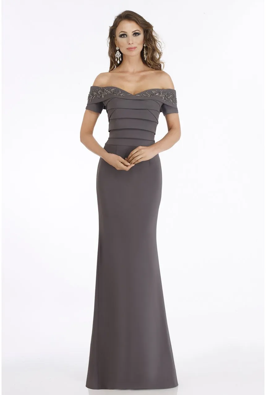 Gia Franco - 12916 - Off-The-Shoulder Evening Dress with Glittering Bead Embellishments