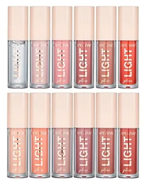 HANDAIYAN LIGHT LIPGLOSS SET - 12 Shades of Nude Lip Gloss, Clear Lip Gloss, and Sexy Liquid Lipstick for Women Lipstick Combo Pack WITH NEW AND IMPROVED APPLICATOR LID(SET A SET B) (12 LIPGLOSS COMBO)