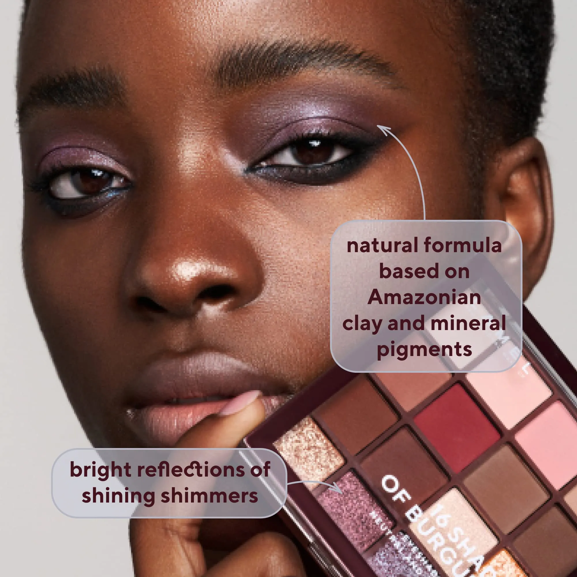 Lamel- 16 Shades of Burgundy- Eyeshadow Palette | Silky-smooth, creamy eyeshadows | Rich pigment |Does not crease or smudge |Perfect for casual and dramatic looks | Ultra blendable formula | 16 gm