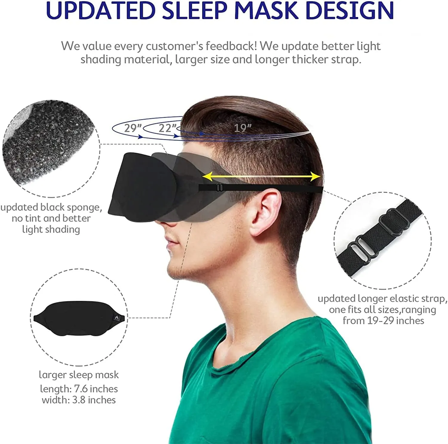 Mavogel Cotton Sleep Eye Mask - Light Blocking Sleep Mask, Includes Travel Pouch, Soft, Comfortable, Blindfold, 100% Handmade, Sleep Mask for Travel/Sleeping/Shift Work/Meditation, Black