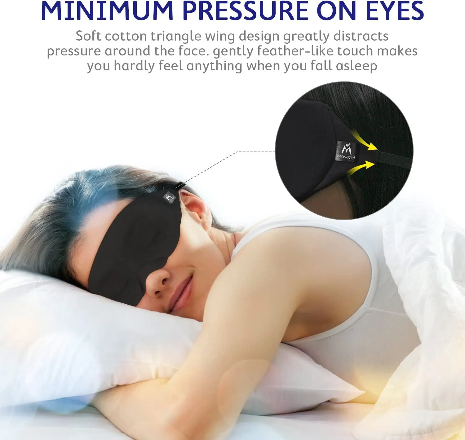 Mavogel Cotton Sleep Eye Mask - Light Blocking Sleep Mask, Includes Travel Pouch, Soft, Comfortable, Blindfold, 100% Handmade, Sleep Mask for Travel/Sleeping/Shift Work/Meditation, Black