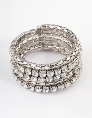 Rhodium Chunky Diamante Chain Wrapped Bracelet