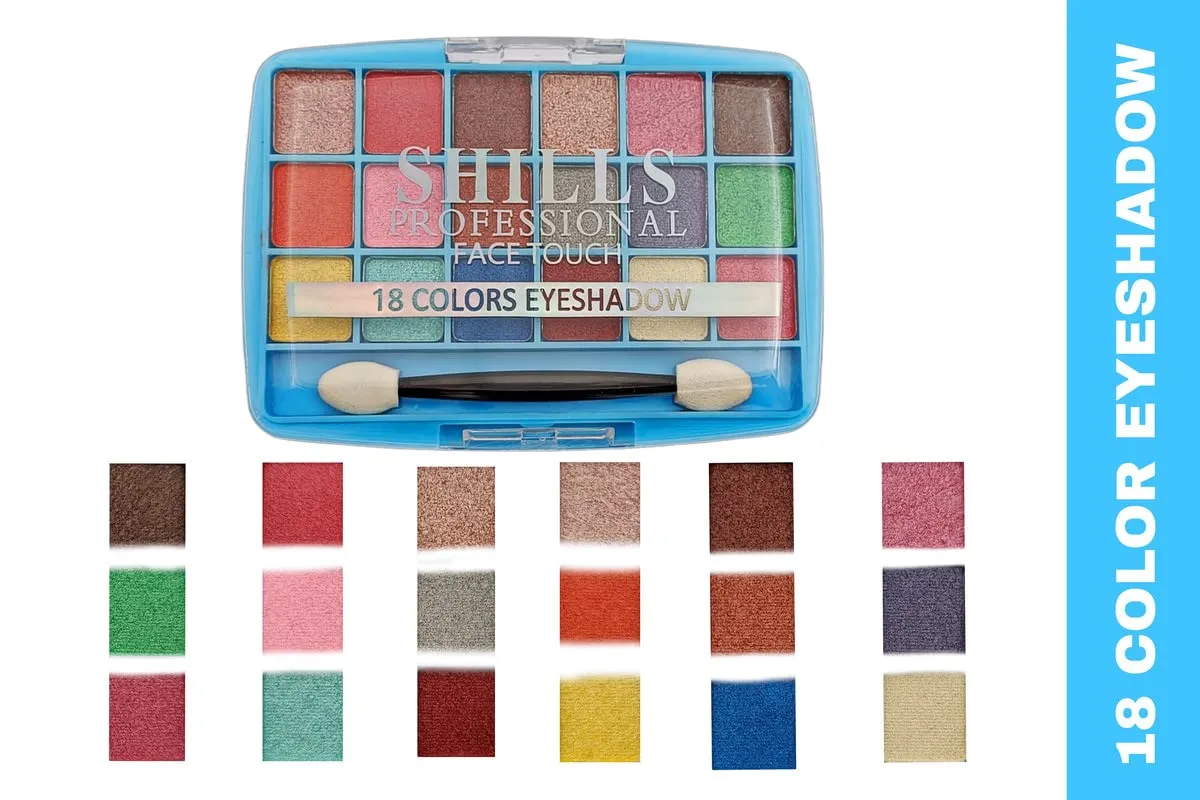 SHILLS PROFESSIONAL 18 colors Eyeshadow Palette| Long wearing and Easily Blendable Eye makeup Palette | Matte, Shimmers and Metallic | Multicolor