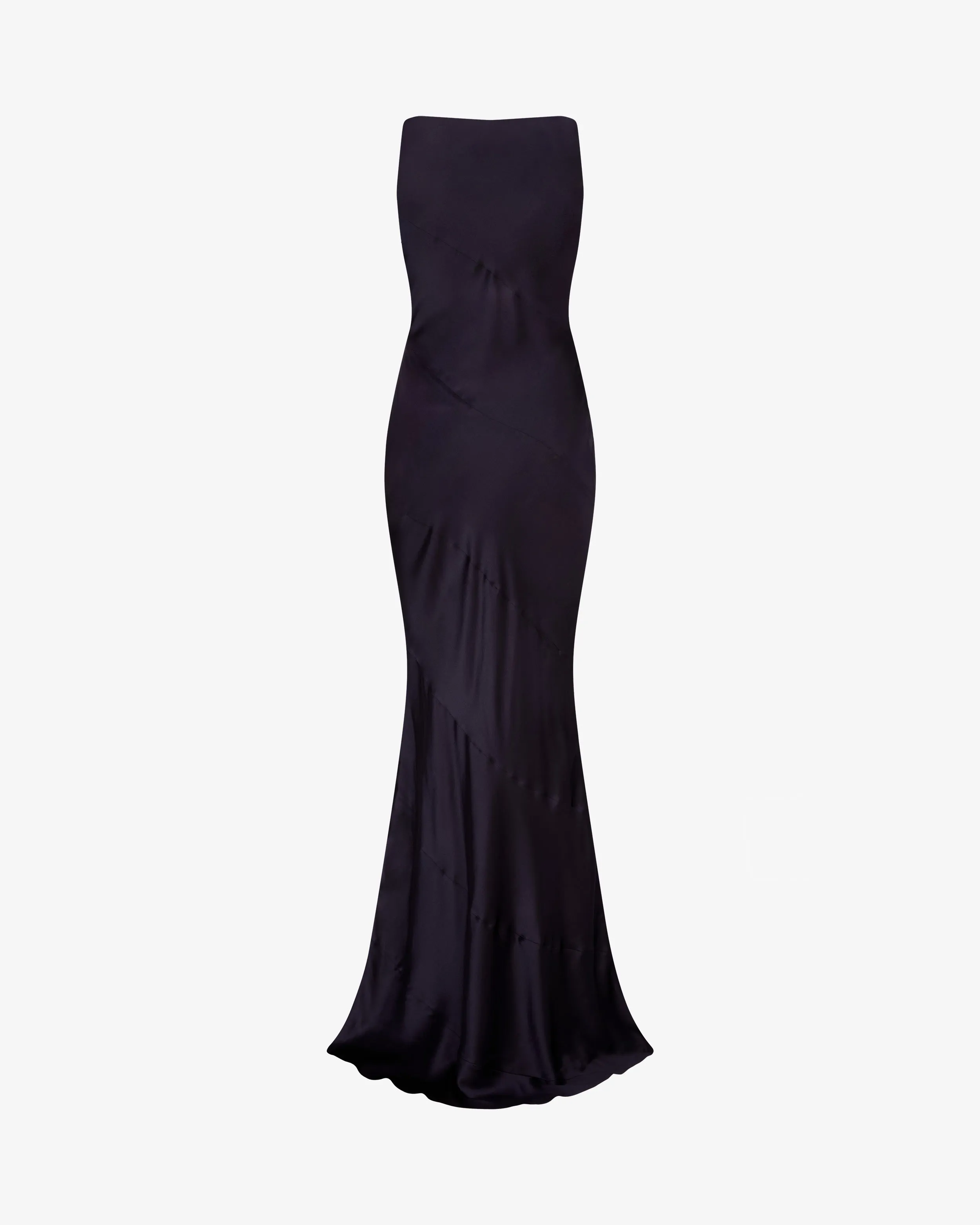 Silk Spiral Evening Dress - Midnight Navy