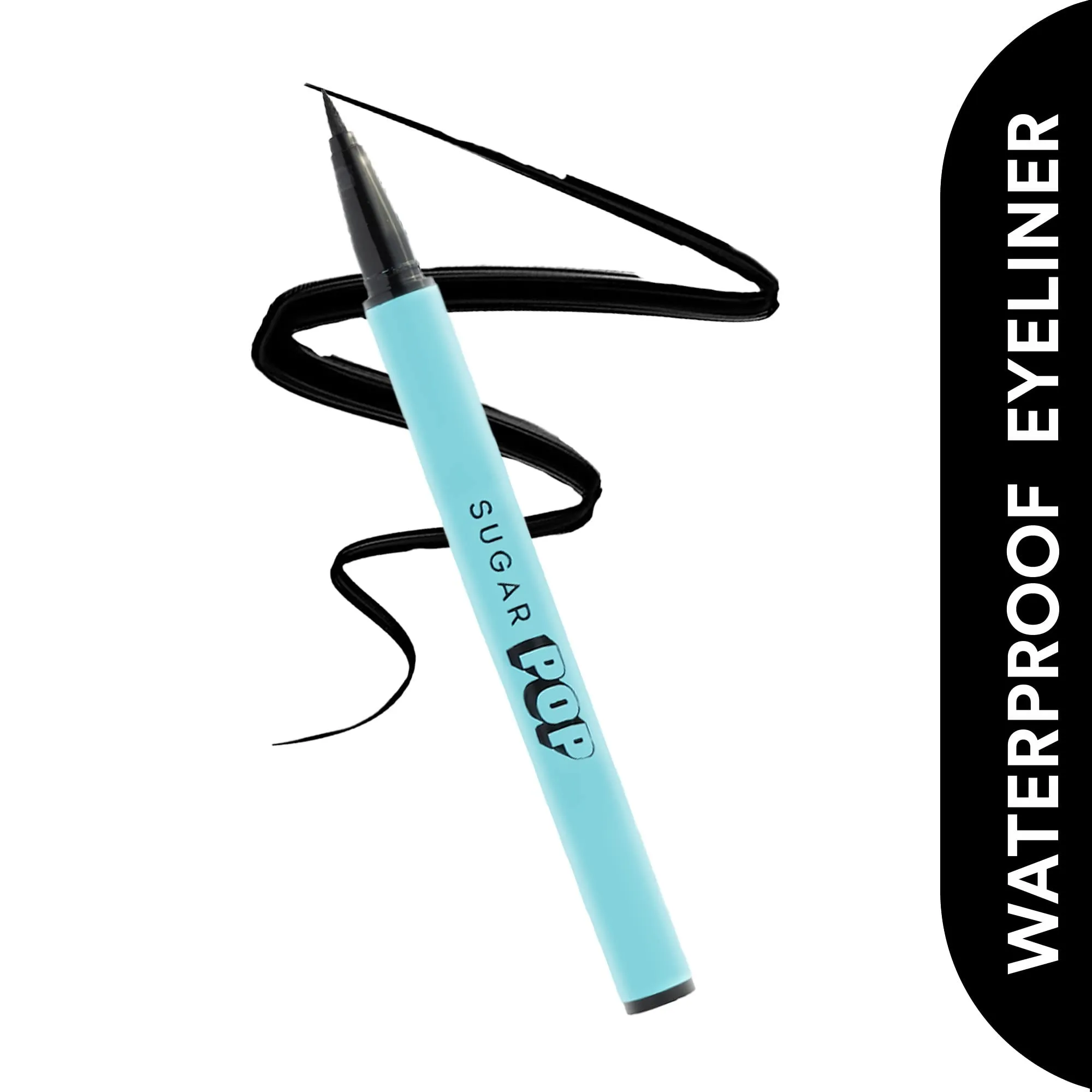 SUGAR POP Waterproof Eyeliner - Intense Black Pigment, Lightweight, Quick Drying Formula, Sweatproof, Waterproof, Long Lasting, Matte Finish Black, Felt Tip Applicator, Lasts Upto 12 Hr