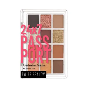 Swiss Beauty 24/7 Passport Eyeshadow Palette with 12 matte, glittery and shimmery shades | With easy to blend in and highly pigmented shades Eye makeup Palette | Shade- Late Nights - Night, 10.5g