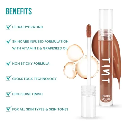 Tint Cosmetics 10ml Rose Gold Lipgloss, Non Sticky, Hydrating, Light Weight, Long Lasting, High Shine & Soft Natural Liquid Lip Gloss For Girls & Women (Pixie Dust)