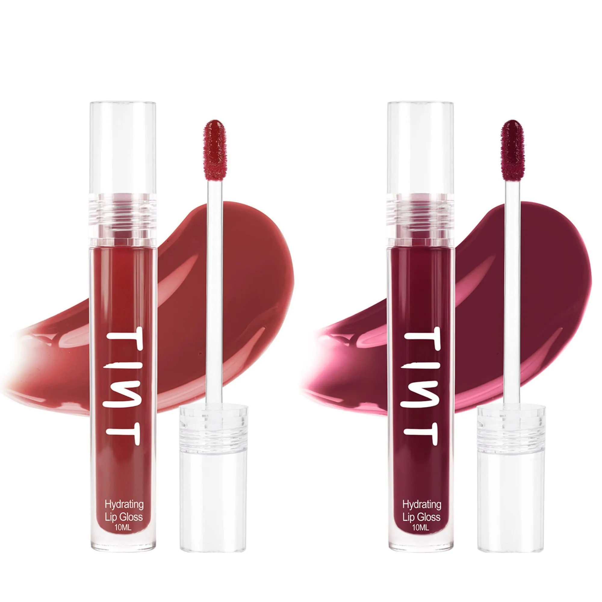 Tint Cosmetics 10ml Set of 2 Lipgloss, Red & Deep Wine, Non Sticky, Hydrating, Light Weight, Long Lasting, High Shine & Soft Natural Liquid Lip Gloss For Girl & Women (Honey & Vino)