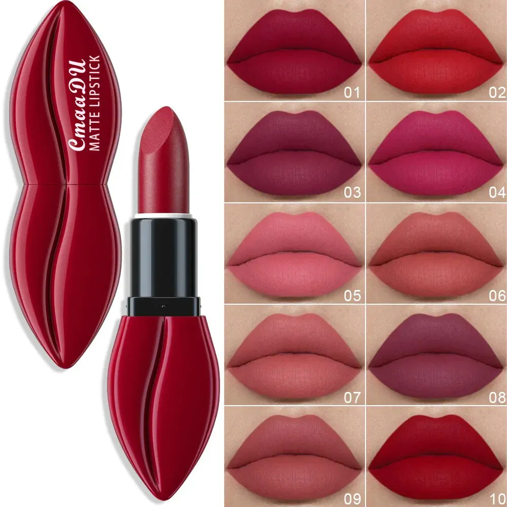 Toleet-Christmas/Thanksgiving Gift Winter Makeup Ideas 10 Colors Waterproof Big Mouth Nude Matte Lipsticks Long Lasting Lip Stick Not Fading Sexy Red Velvet Lipsticks Makeup Cosmetic