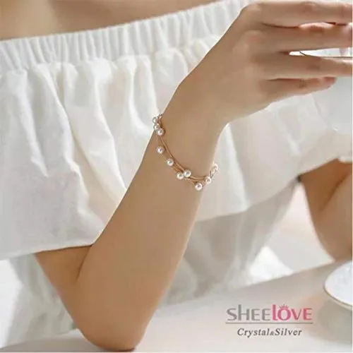 Yellow Chimes Exclusive Fresh Water Pearl Multi String Bracelet for Women and Girls