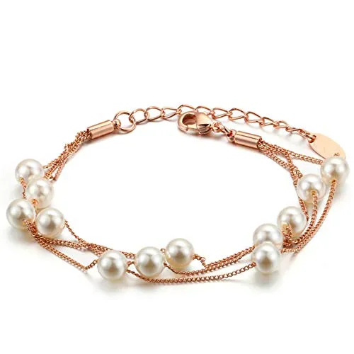 Yellow Chimes Exclusive Fresh Water Pearl Multi String Bracelet for Women and Girls